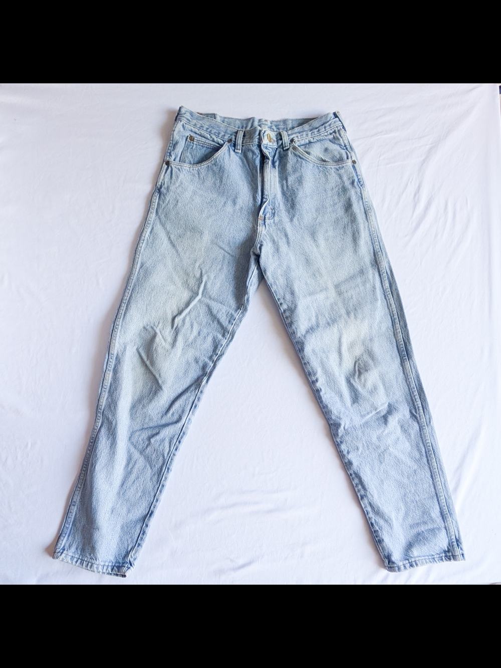 90s Vintage Bugle Boy Gold Crest Jeans Mens Light Wash Relaxed Fit Baggy 32